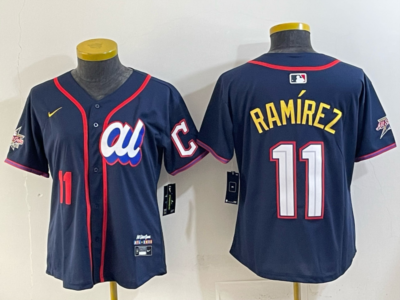 Youth Cleveland Indians 11 Ramirez Blue All star Nike 2025 MLB Jersey 003